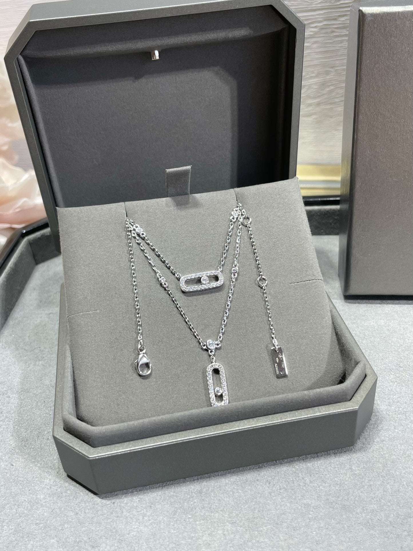 [Twinkle jewelrys]MOVE 2 ROW DIAMOND NECKLACE