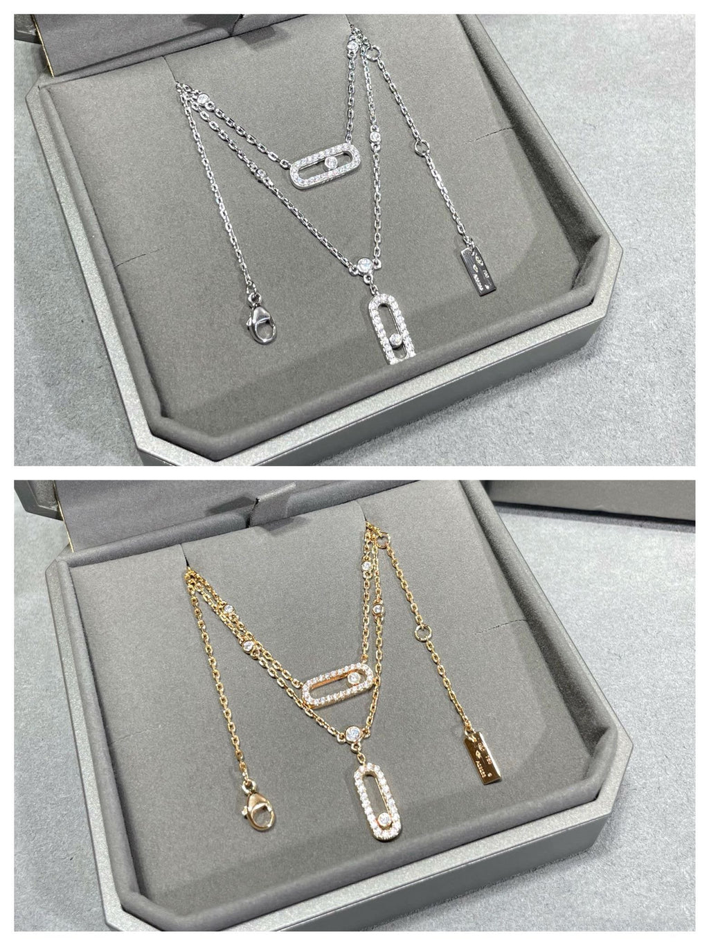 [Twinkle jewelrys]MOVE 2 ROW DIAMOND NECKLACE