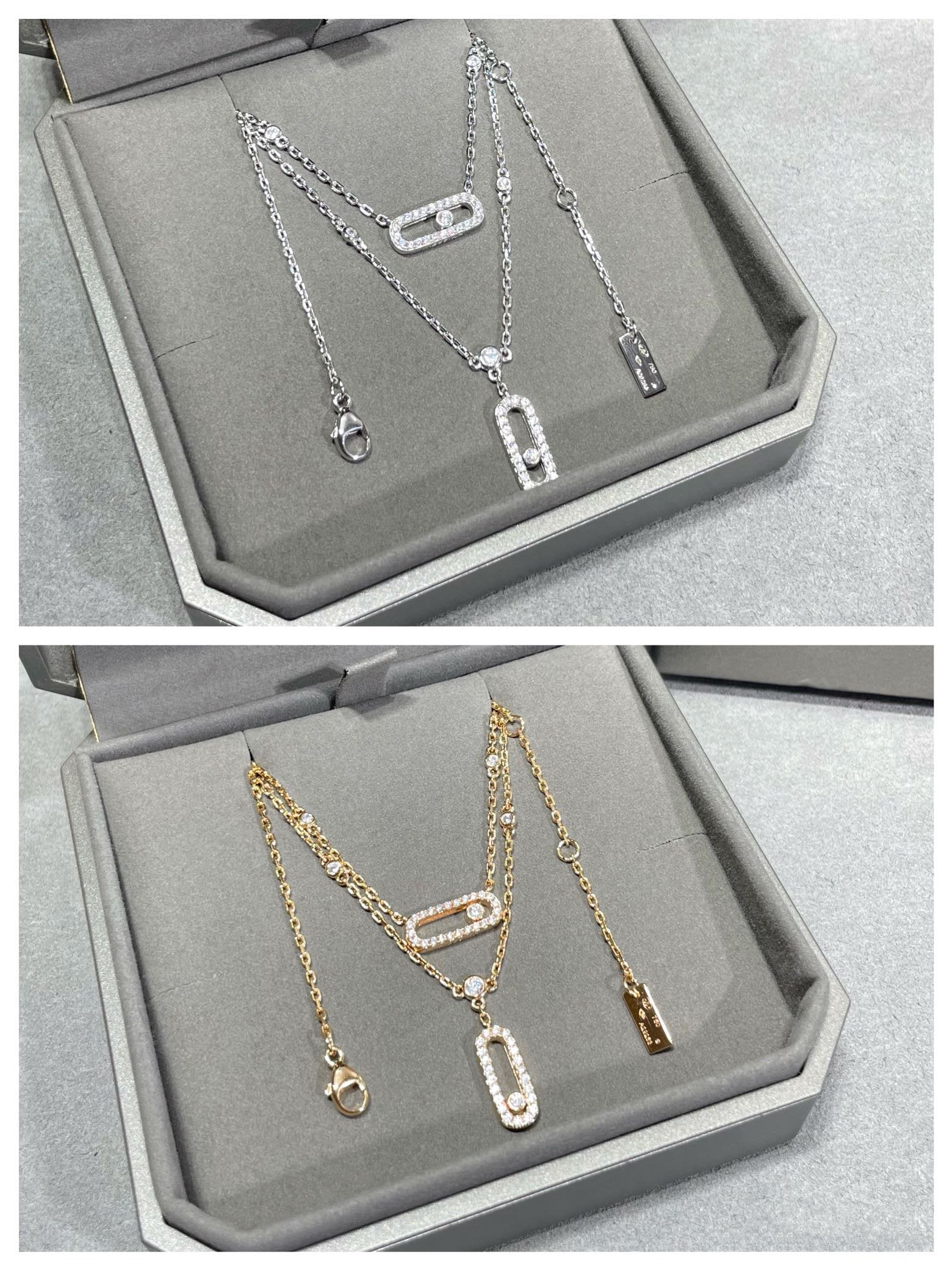 [Twinkle jewelrys]MOVE 2 ROW DIAMOND NECKLACE