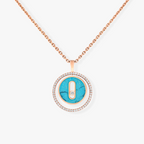 [Twinkle jewelrys]LUCKY MOVE 1 DIAMOND TURQUOISE PINK GOLD DIAMOND NECKLACE