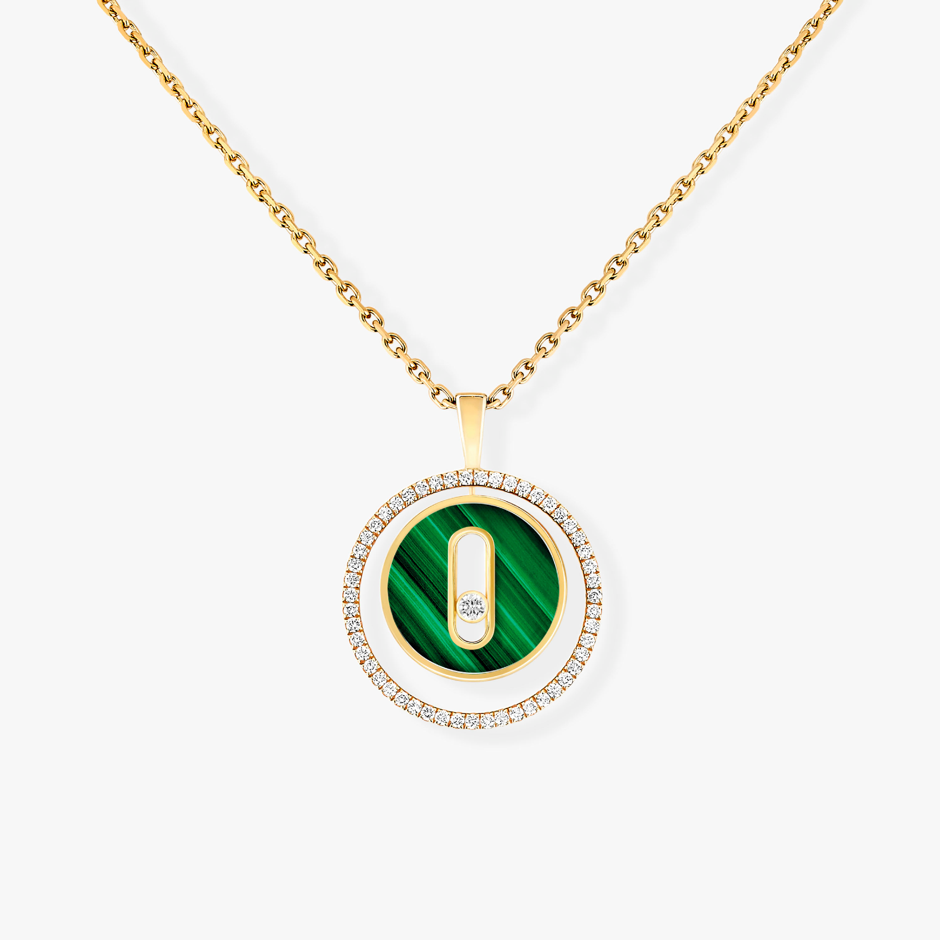 [Twinkle jewelrys]LUCKY MOVE 1 DIAMOND MALACHITE GOLD DIAMOND NECKLACE