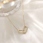 Niche Cold-Tone Square Letter Geometric Necklace, European American Minimalist Luxury for Women