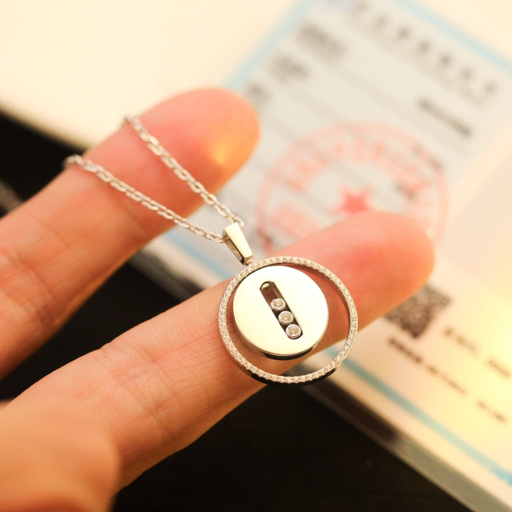[Twinkle jewelrys]LUCKY MOVE MM SILVER DIAMOND NECKLACE