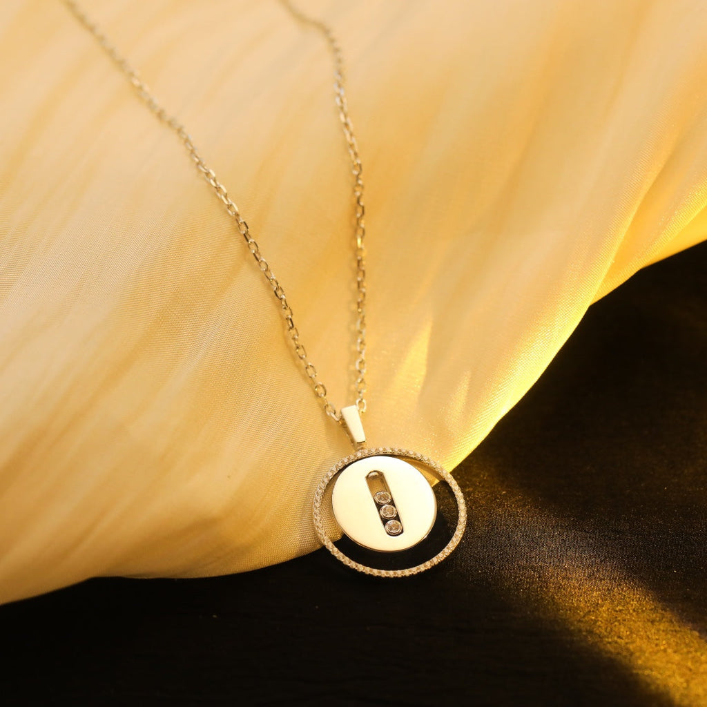 [Twinkle jewelrys]LUCKY MOVE MM SILVER DIAMOND NECKLACE