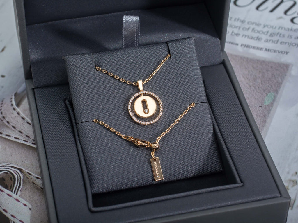 [Twinkle jewelrys]LUCKY MOVE PM NECKLACE PINK GOLD DIAMOND