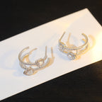 [Twinkle jewelrys]CREOLES MY TWIN 2 RANGS SILVER DIAMOND EARRINGS