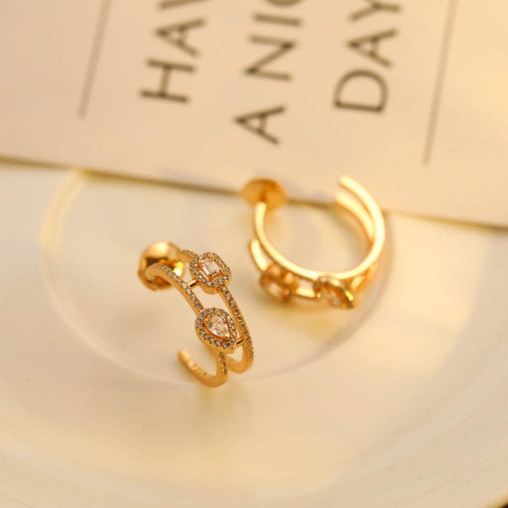 [Twinkle jewelrys]CREOLES MY TWIN 2 RANGS SILVER DIAMOND EARRINGS