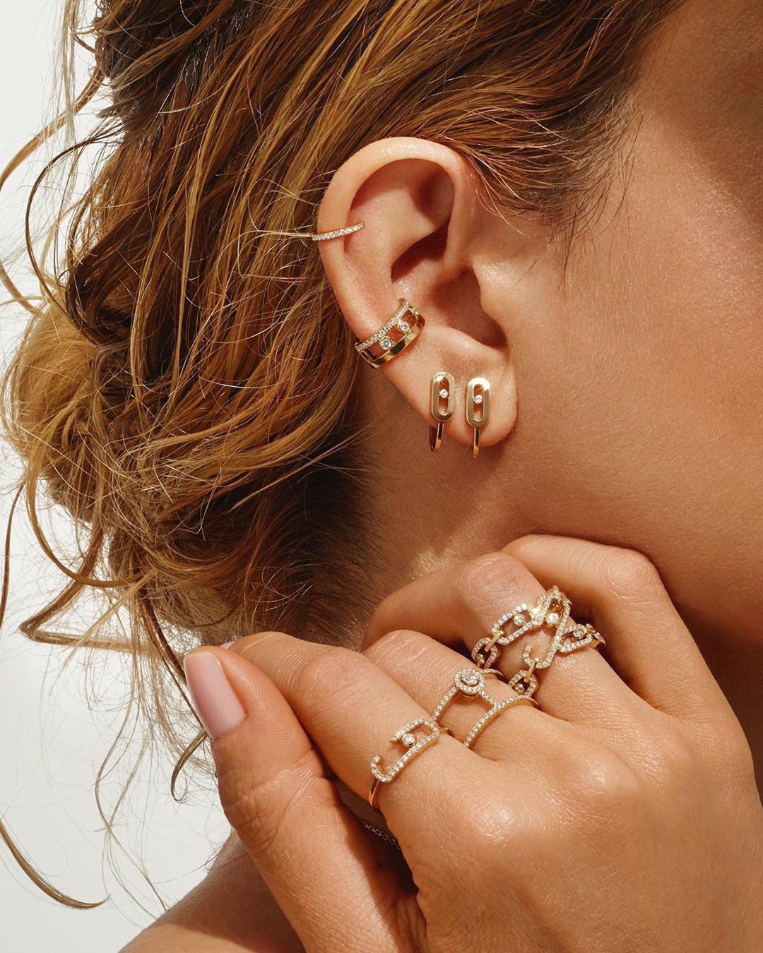 [Twinkle jewelrys]CREOLES MOVE UNO MINI 1 DIAMOND EARRINGS