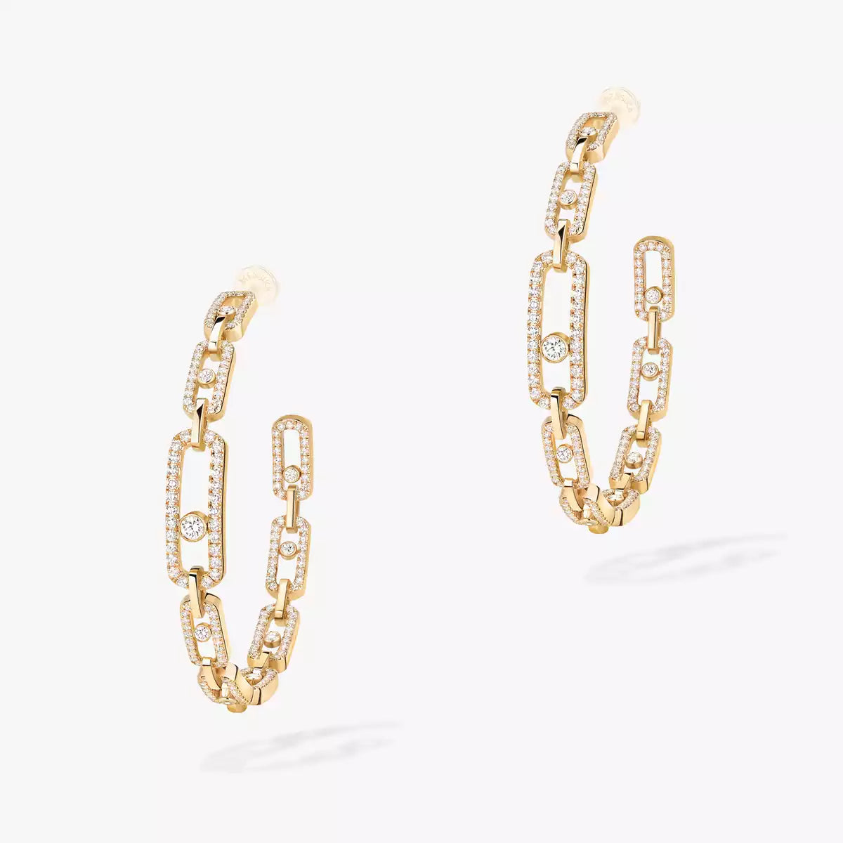 [[Twinkle jewelrys]Move Link Diamond Hoop Earrings