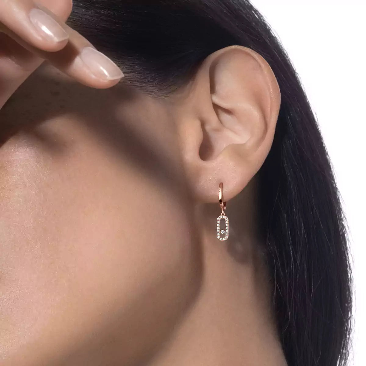 [Twinkle jewelrys]Move Uno Single Diamond Hoop Earring