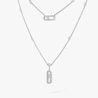 [Twinkle jewelrys]2 Rows Rose Gold Diamond Pave_ Necklace Move Uno