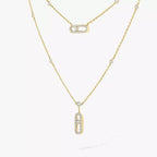 [Twinkle jewelrys]2 Rows Rose Gold Diamond Pave_ Necklace Move Uno